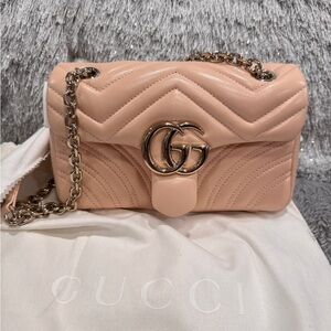 Gucci GG Marmont small shoulder bag Pink Beige Leather